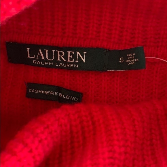 Lauren Ralph Red Mock Neck Cashmere Blend … - Picture 6 of 8